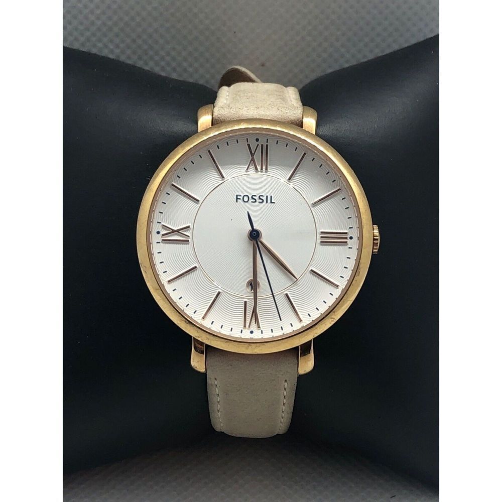 Fossil ES2988 Women's Cream Leather Analog White Dial Quartz Wrist Watch XR63